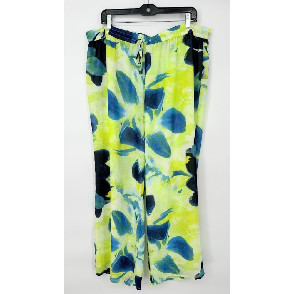 Skye's The Limit Women's 3XL Neon Wide Leg Pants Flowy Tropical Vacation Coastal